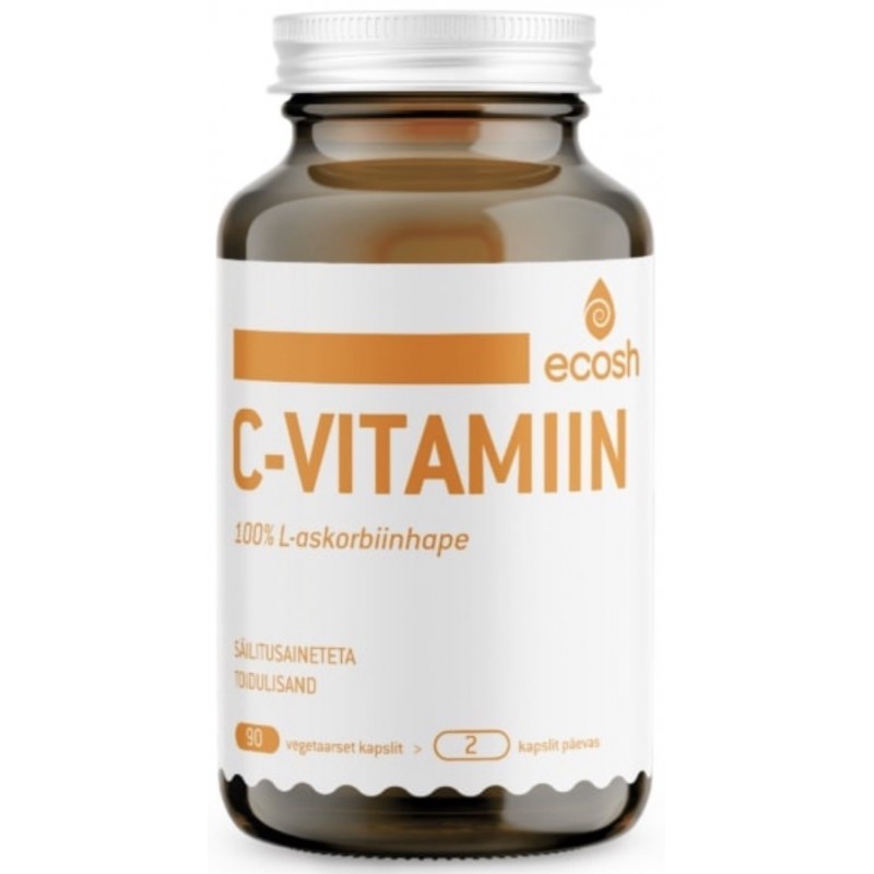 Ecosh C-vitamiin (askorbiinhape) 90 vege kapslit foto